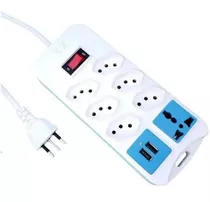 Extensão Elétrica 7 Tomadas Régua Bivolt C/ 2 Usb Cabo 1,8m Cor Branco 110v/220v