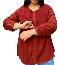 Blusa Camisa Bordada Amplia Hindu Comoda Colores - Anaandi
