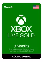 Tarjeta Xbox Live Gold 3 Meses [ Codigo Digital ]