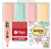 Resaltador Pastel Filgo Colores Resaltadores Pastel X4 Und