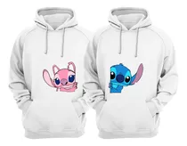 Kit 2 Moletons Blusa De Frio Canguru Casal Lilo Stitch Angel