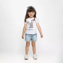 Polera Niña Dumbo Canta 100 Años Blanco Disney