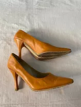 Tacos Naranja Mostaza Punta Talle 37 Fiesta Zapato Stiletto