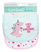 Bambino - Set 2 Piezas Babero Algodon Impermeable Dino Girl Set 2 Piezas Babero Algodon Impermeable Dino Verde