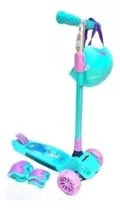 Scooter Para Niñas Musical Luces Casco Rodilleras Y Coderas 