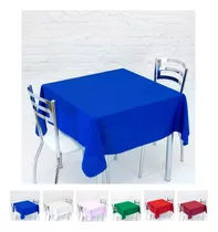 2 Toalha De Mesa Oxford Quadrada 4 Lugares Lisa 1,40x1,40 Cor Azul