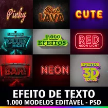 Super Pacote 1 Mil Efeitos De Texto Profissionais Psd