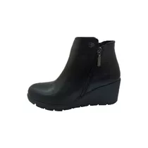 Bota Botineta Lady Stork  Reta Cierre Taco Chino Cuero   