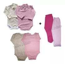 Combo Invierno 6 Prendas Bebe 4 Bodys + 2 Ranitas Algodon