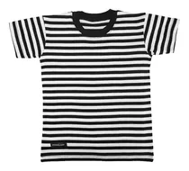 Remera Rayada Negra Y Blanca Unisex T 2, 4, 6 Y 8, Niño/a