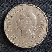 República Dominicana 25 Centavos 1967 Muy Bueno Km 20a