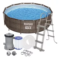 Piscina Estruturada 9.150l Circular Deluxe 220v Bestway Cor Marrom Rattan