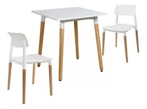 Juego De Comedor Mesa Eames 70x70 + 2 Sillas Milan C Baires4