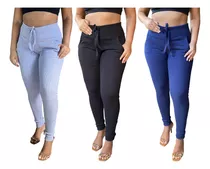 Kit 3 Calça Feminina Ribana Canelada Tipo Moleton Oferta Top