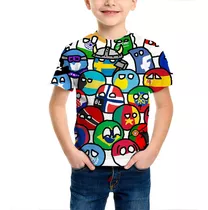 Camiseta Infantil Impresa En 3d De Countryball Polandball