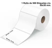 1 Rollo Etiquetas Termicas Autoadhesiva 50x30. 500 Unidades