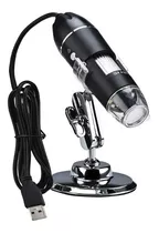 Microscopio Digital Portátil De Mano Con Soporte, 1600x, Hd Color Negro
