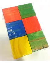6 Bloques Cubos De Madera Artesanales 4 X 4 Cm Motricidad