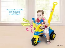 Triciclo Baby Music Blue Com Haste Cotiplas 1832