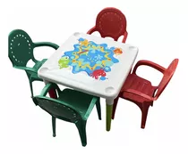 Juego Mesa Infantil Con Cuatro Sillas