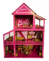 Casa De Boneca Barbiiee Mobiliada C/ 30 Móveis Promoção Novo