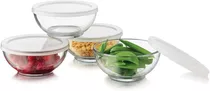 Tazones Bowl De Vidrio Con Tapa 8 Piezas 435ml  