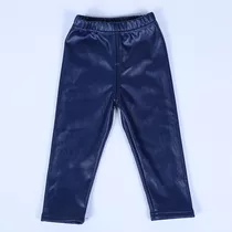 Pantalón Calza Niña Imitación Cuero Afranelado Azul 2 A 12