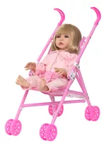 Boneca Reborn Loira Linda Bolsa 20 Itens Carrinho Infantil