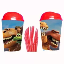 Vaso Pitillo Gran Dinosaurio X 12 Sorpresa Regalo Fiesta