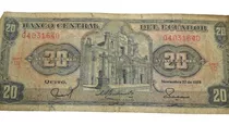 Billete De Ecuador De 20 Sucres De 1988