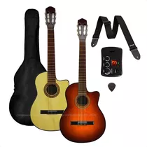 Guitarra Electrocriolla Corte Eq Afinador Funda Acolchada +