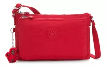 Bolsa Transversal Kipling Mikaela Design Lisa De  Náilon  Cherry Tonal Com Alça De Ombro Vermelha