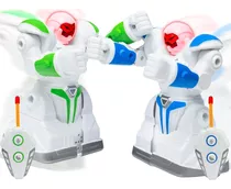 Robot De Pelea A Radio Control Remoto Juguete Luz Led Sonido Color Blanco