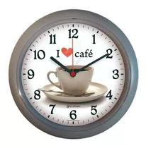 Relógio De Parede Eurora Cozinha Café Cinza 6586