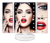 Espejo Maquillaje Plegable Con Luz Led Aumentos 180 Grados 