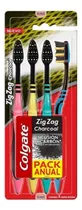 Pack X 4 Cepillos Dentales Colgate Zig Zag Charcoal Carbón