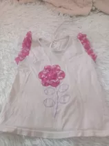 Remera Manga Corta Talle 2 Años Blanca Flor