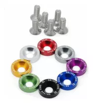 Arandelas Anodizadas Y Tornillos X10unid M6 Auto,moto Cuatro