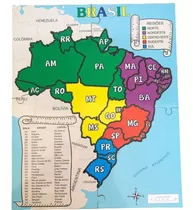 Quebra-cabeça - Mapa Do Brasil Infantil Sigla Estado Capital