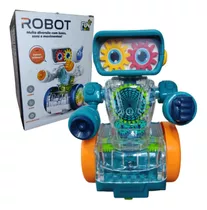 Brinquedo Infantil Robô Transparente Com Engrenagens Luz Som