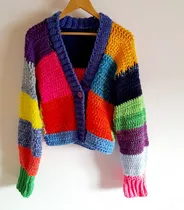Campera Cardigan Crochet Moda Invierno 2024