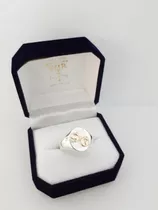 Anillo Sello Iniciales Dama Mujer Jovencita  Plata Y Oro 