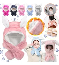 Gorro Cuello Peluche Abrigo Bufanda Kawaii Invierno Frio 