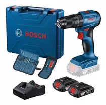 Taladro Percutor Bosch 18v Gsb 185-li + 2b + Accesorios Color Azul