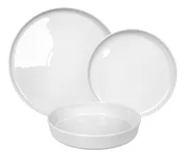 Vajilla Blanca Set X 12 Platos Playo Postre Bowl Porcelana 