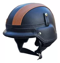 Casco Custon Negro Y Marron Con Vicera - Portalvendedor