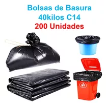  Bolsas Negras Basura Fuertes 40kilos C14 200lts 200unidad