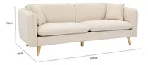 Sofá Tres Cuerpos Sillón Living Poltrona En Madera Color Beige