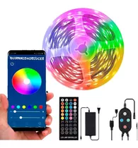 Tira Led 5050 Rgb 5m Bluetoth Audiorritmica Control + App