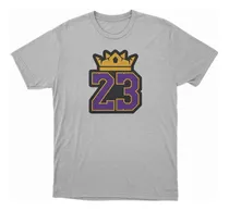 Remera Basket Nba Los Angeles Lakers Gris Logo Lebron 23